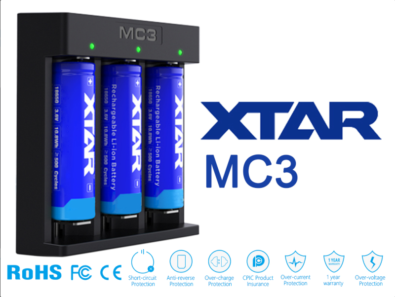 Preview: Xtar MC3 - 3 Schacht USB Akkuladegerät